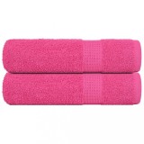 vidaXL Prosoape de m&acirc;nă 2 buc roz 50x100 cm 360 g/m&sup2; 100% bumbac