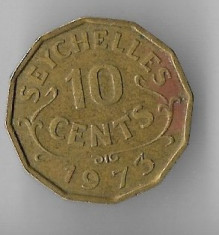 Moneda 10 cents 1973 - Seychelles, tiraj: 100.000 foto