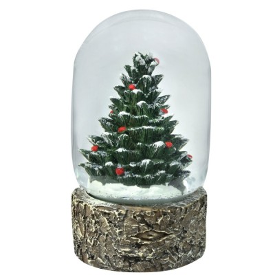 Glob Lichid Decorativ, Brad, Suport Buturugă, Sticlă și Plastic, Maro, Diametru 5.5 cm, &amp;Icirc;nălțime 11 cm foto