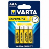 Set 4 baterii alcaline AAA Varta, 1.5V, pentru telecomenzi, jucarii si dispozitive electronice