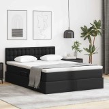 Cumpara ieftin Pat cu saltea si LED Negru 140 x 200 cm Piele artificiala