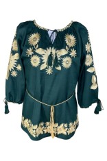 Bluza dama casual R50, marime M, verde/bej