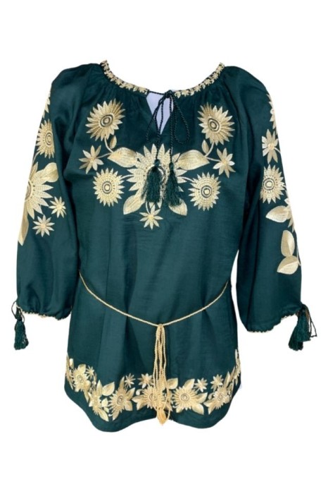 Bluza dama casual R50, marime XL, verde/bej