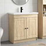 Cumpara ieftin Set de mobilier pentru baie Stejar Sonoma 78,5 x 37,5 x 81 cm