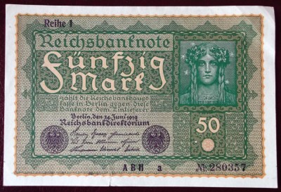 Germania 50 mark 1919 seria 357 ** foto