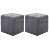 Cumpara ieftin Noptiere, 2 buc., gri, 30x30x30 cm, piele intoarsa ecologica