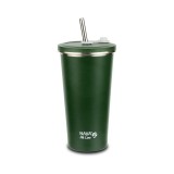 Cana termica cu pai din otel inoxidabil, Nava We care, 500 ml, verde FitLine Training