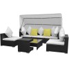 VidaXL Set mobilier de grădină cu baldachin, 7 piese, negru, poliratan 42750