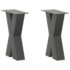 Picioare pentru masuta de cafea in forma de X, 2 buc., antracit, 38x(42-43) cm, otel foto