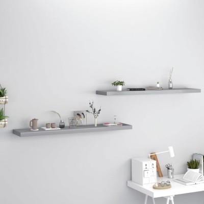 vidaXL Rafturi de perete suspendate, 2 buc., gri, 120x23,5x3,8 cm, MDF 323863 foto
