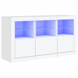 Servanta cu lumini LED, alb, 123x37x67 cm