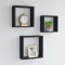 Rafturi cub de perete, 3 buc., negru, MDF