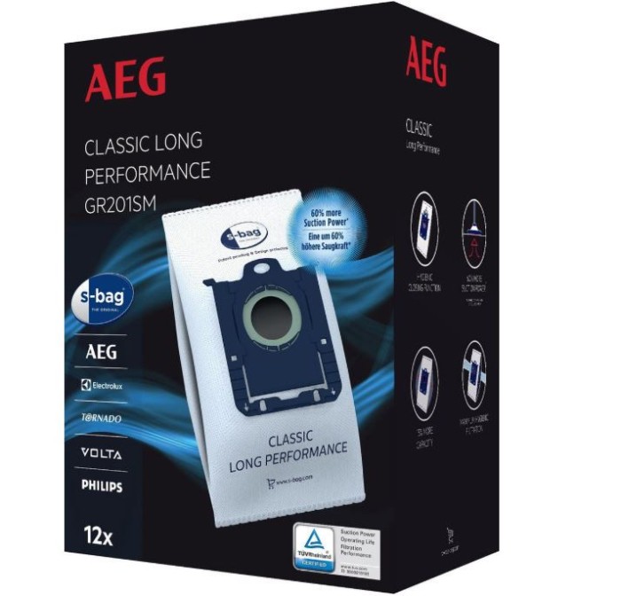 Set 12 saci de aspirator GR201SM + 1 filtru, AEG 9001688242