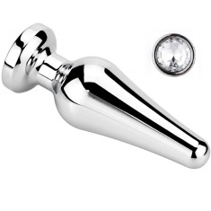 Dop Anal Emery Large Metalic Argintiu Cristal Alb Passion Labs