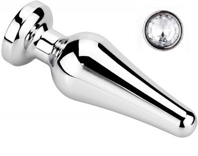 Dop Anal Emery Large Metalic Argintiu Cristal Alb Passion Labs foto