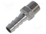 Conector filetat ştuţ PNEUMAT R 1/8 exterior, 30mm, max. 10bar, oţel AISI 316