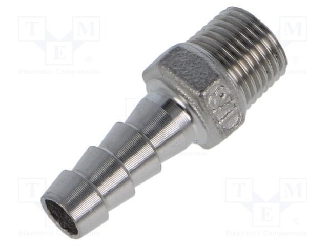 Conector filetat ştuţ PNEUMAT R 1/8 exterior, 30mm, max. 10bar, oţel AISI 316