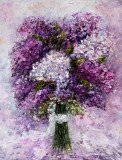 Tablou canvas Flori, liliac, mov, pictura, buchet2, 45 x 30 cm