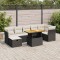 vidaXL Set mobilier grădină perne 8 piese negru, poliratan/lemn acacia 3327980