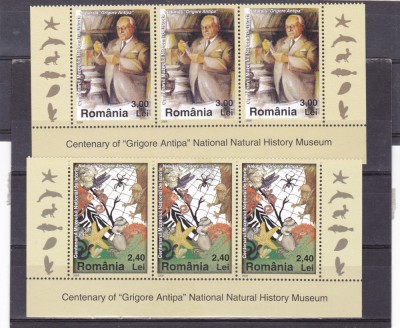 CENTENARUL MUZEULUI GRIGORE ANTIPA,SERIE IN TRIPTIC,Lp1803, MNH,2008, ** ROMANIA foto
