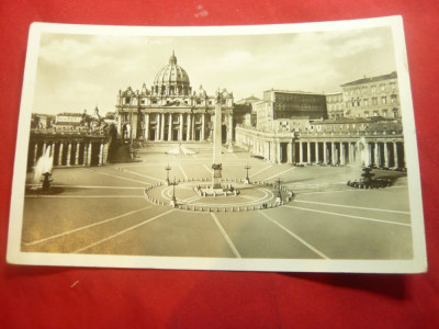 Ilustrata Roma - Biserica Sf.Petru 1937 francat 25C seria Expozitia Mondiala Tim foto
