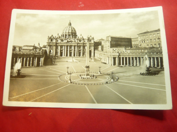 Ilustrata Roma - Biserica Sf.Petru 1937 francat 25C seria Expozitia Mondiala Tim