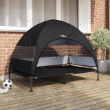 Pat Ridicat pentru C&acirc;ini cu Copertină Detașabilă Negru XL Oțel