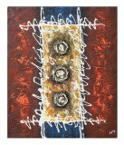 Cumpara ieftin Tablou abstract pictat manual, Compozitie abstracta 10, 60x50cm ulei pe panza in relief efect 3D, gata de agatat pe perete