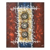 Tablou abstract pictat manual, Compozitie abstracta 10, 60x50cm ulei pe panza in relief efect 3D, gata de agatat pe perete