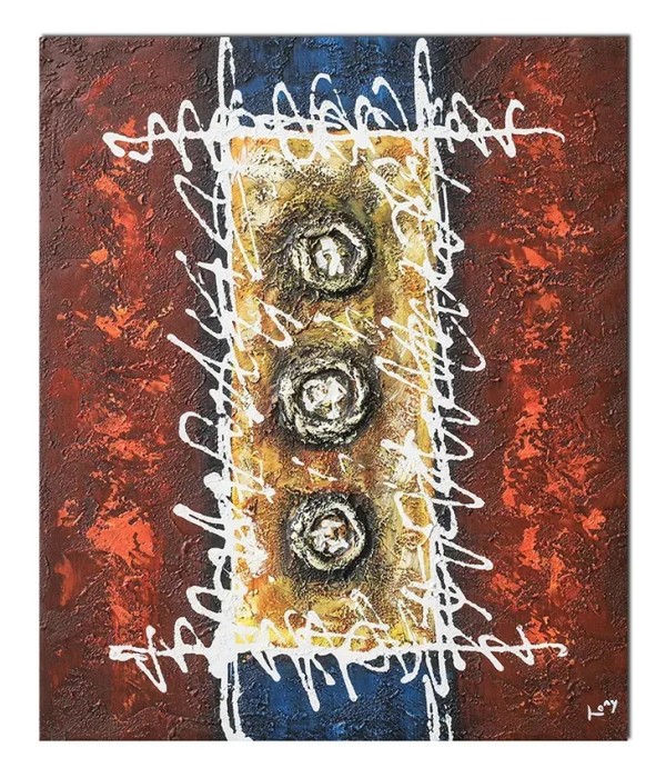 Tablou abstract pictat manual, Compozitie abstracta 10, 60x50cm ulei pe panza in relief efect 3D, gata de agatat pe perete