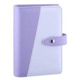 Cumpara ieftin Caiet cu inele, dimensiuni deschis 18.7 x 18.9 cm, piele PU, metal, alb, violet, paginile de hartie nu sunt incluse