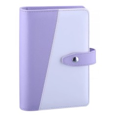 Caiet cu inele, dimensiuni deschis 18.7 x 18.9 cm, piele PU, metal, alb, violet, paginile de hartie nu sunt incluse