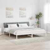Cumpara ieftin Cadru de pat Alb si gri deschis 200 x 200 cm Lemn masiv de pin