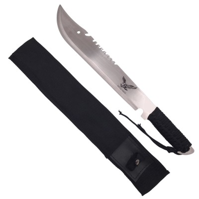 Maceta de vanatoare IdeallStore&amp;reg;, Eagle Knife, 49.5 cm, otel inoxidabil, argintiu, teaca inclusa foto