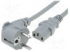 Cablu alimentare AC, 1.5m, 3 fire, culoare gri, CEE 7/7 (E/F) &amp;#351;tecar in unghi, IEC C13 mama, LIAN DUNG -