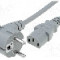 Cablu alimentare AC, 1.8m, 3 fire, culoare gri, CEE 7/7 (E/F) &amp;#351;tecar in unghi, IEC C13 mama, LIAN DUNG -
