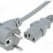Cablu alimentare AC, 3m, 3 fire, culoare gri, CEE 7/7 (E/F) &amp;#351;tecar in unghi, IEC C13 mama, LIAN DUNG -