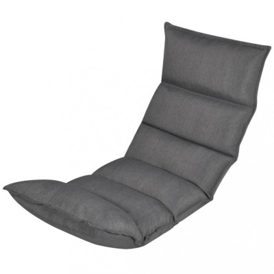 vidaXL Șezlong de podea pliabil, gri, material textil 242397 foto