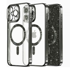 Husa MagSafe pentru Apple iPhone 12 Pro, Techsuit, Luxury Glitter, Neagra