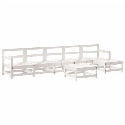 Set mobilier de gradina, 7 piese, alb, lemn masiv de pin foto