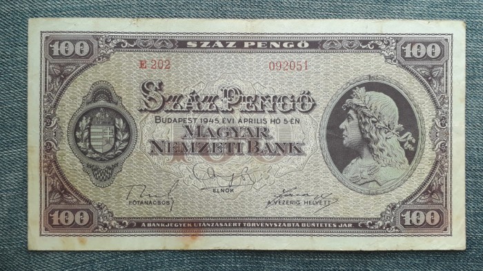 100 Pengo 1945 Ungaria / seria 092051