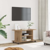 VidaXL Dulap TV cu roți, stejar artizanal, 80x40x45 cm, lemn prelucrat