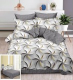 Cumpara ieftin Lenjerie Pat Niki Sf077, Bumbac, 4 Piese, Fara Elastic, Gri, Imprimeu