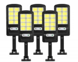 Set 5 lampa cu &icirc;ncărcare solară, 160 LED COB, 8 casete, senzor de miscare,