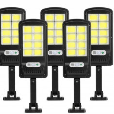 Set 5 lampa cu încărcare solară, 160 LED COB, 8 casete, senzor de miscare,