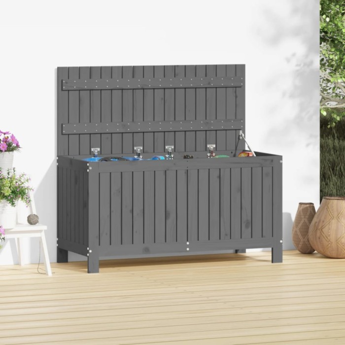 Cutie de depozitare gradina, gri, 115x49x60 cm, lemn masiv pin GartenMobel Dekor