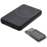 Baterie Externa Slim 5000mAh Magnetic Wireless 15W USB TR966 Negru 8C030 XXM