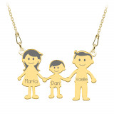 Family - Colier personalizat din argint placat cu aur galben membrii familiei, Bijubox