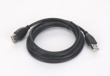 CABLU USB GEMBIRD prelungitor, USB 2.0 (T) la USB 2.0 (M), 3m, conectori auriti, negru, &quot;CCP-USB2-AMAF-10&quot; (timbru verde 0.18 lei)