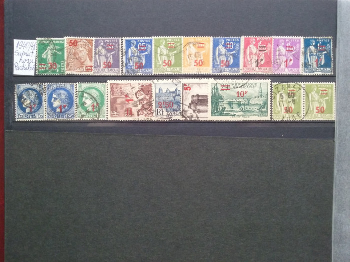 1940-1941-Franta-Timbre 32-38 cu noi valori-partial set-stampilat